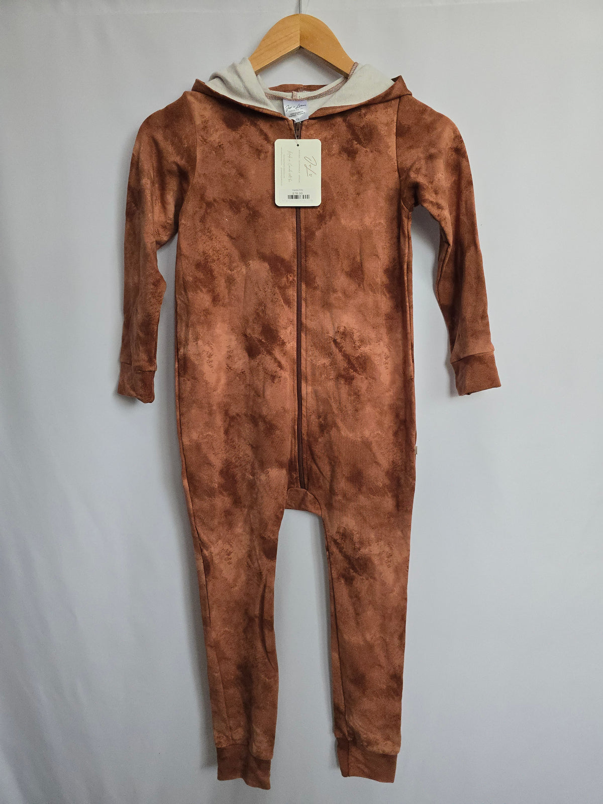 NEW Jax & Lennon Terracotta Stonewash Hooded Romper • Youth Small 6-7 years