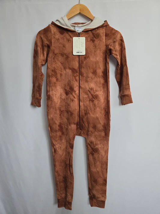 NEW Jax & Lennon Terracotta Stonewash Hooded Romper • Youth Small 6-7 years