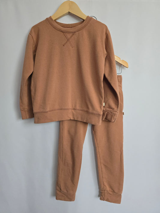 Jax & Lennon Raw Umber Crewneck & Jogger Set • 3-4 years
