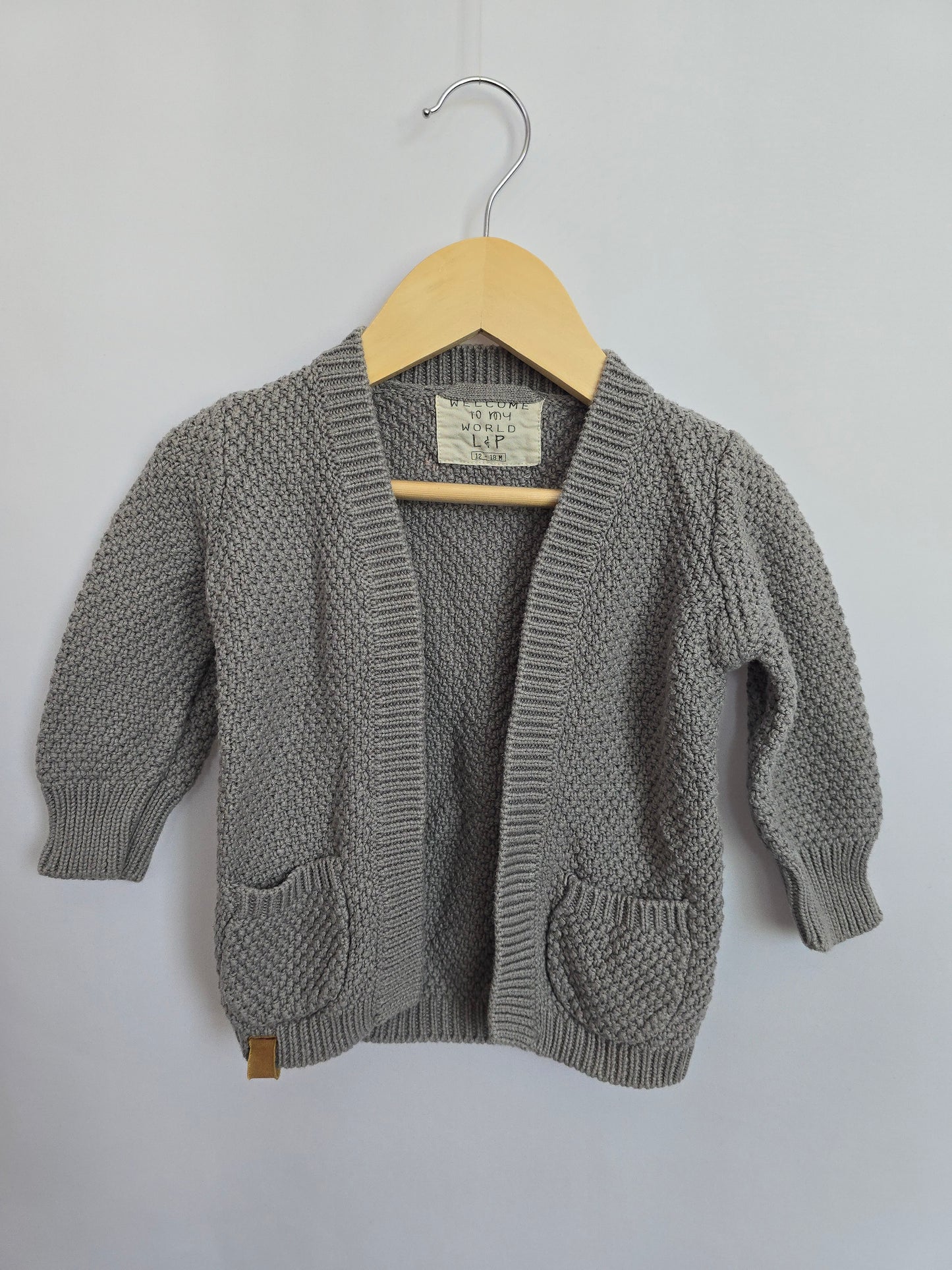 L&P Knit Cardigan Grey • 12-18 months