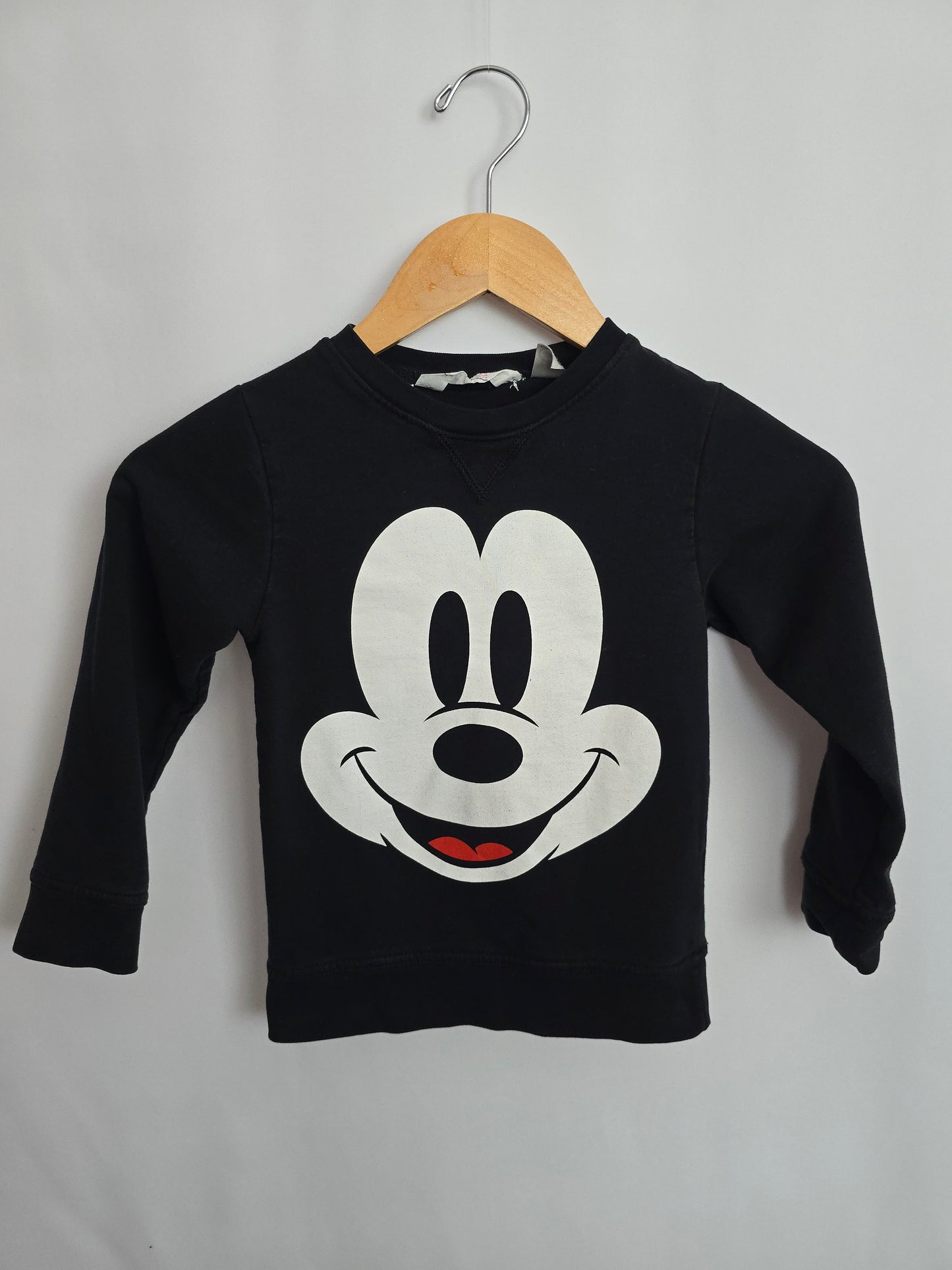 PLAY H&M Black Mickey Face Crewneck • 4-6 years