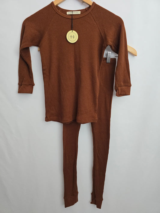 NEW Haven Kids Thermal Lounge Set Raw Umber • 8-9 years
