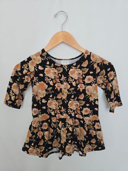Jax & Lennon Moody Floral Peplum Top • 5-6 years