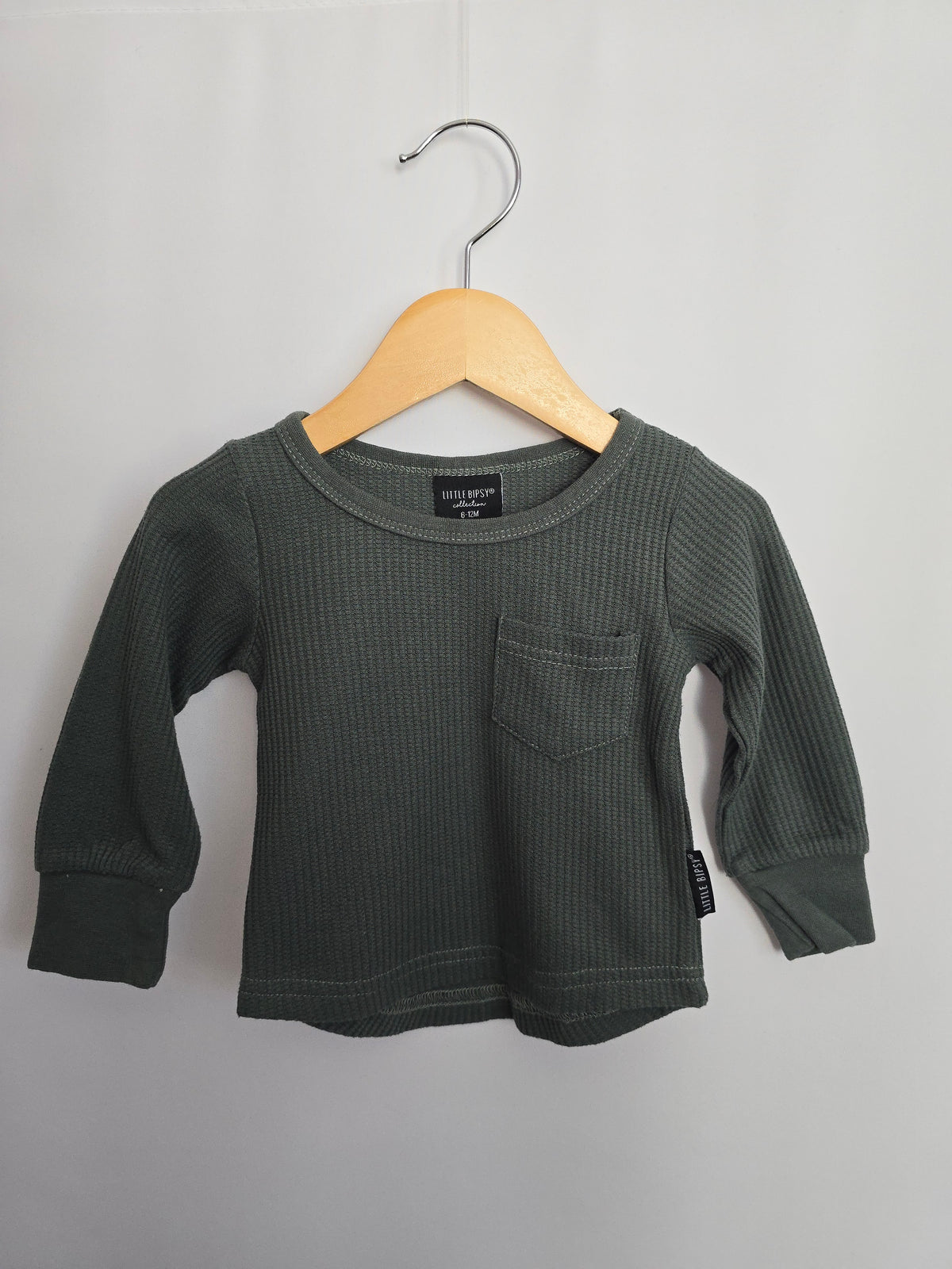 Little Bipsy Sage Waffle Shirt • 6-12 months
