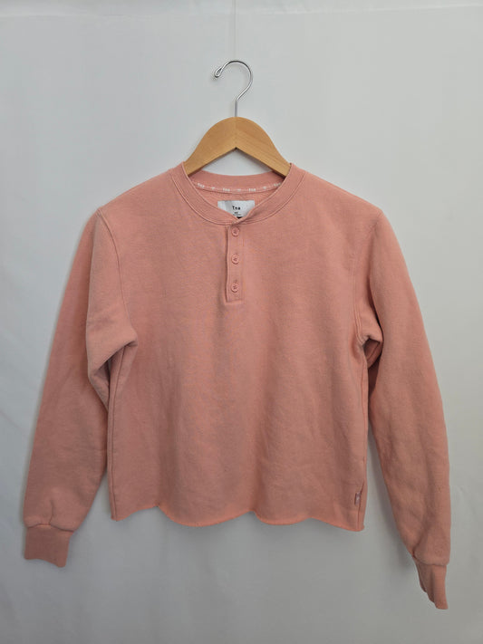 TNA Coral 1/4 Button Down Raw Edge Crewneck • XX-Small
