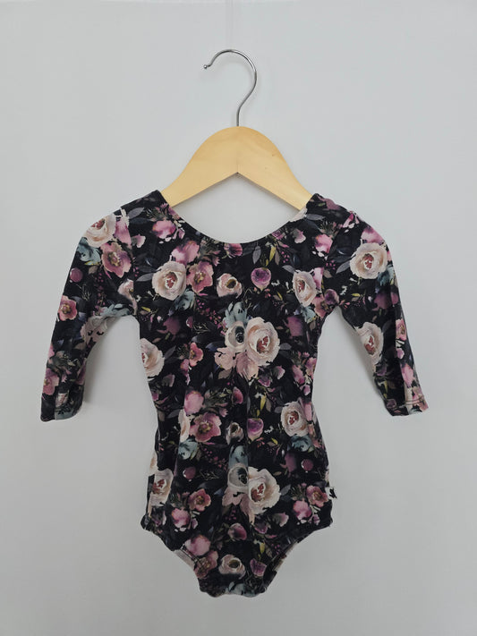Little & Lively Watercolor Floral Crossback Bodysuit • 1-2 years
