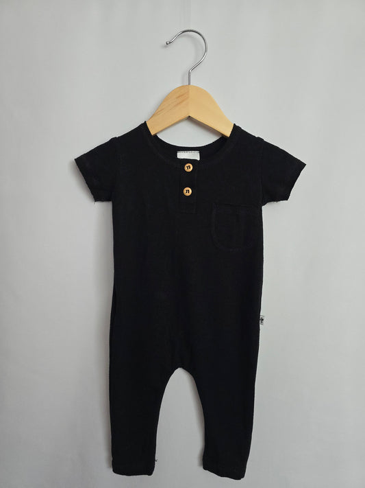Jax & Lennon Black Tee Romper • 0-6 months